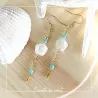 ✨ Boucles d'oreilles roses nacre et perles de verre turquoise