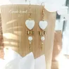 ✨ Boucles d'oreilles roses nacre et perles de verre turquoise