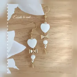 ✨ Boucles d'oreilles roses nacre et perles de verre turquoise