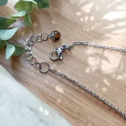 ✨ Collier en Œil de Tigre avec pendentif perle 12 mm