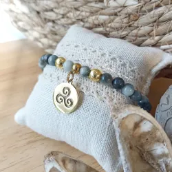 ✨ Bracelet en Œil de Faucon et acier inoxydable avec pendentif Triskel