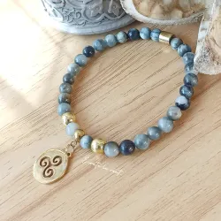 ✨ Bracelet en Œil de Faucon et acier inoxydable avec pendentif Triskel