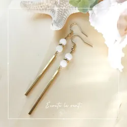 ✨ Boucles d'oreilles en Jade vert et Rose en Nacre