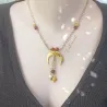 ✨ Collier Lune, en Mokaïte et acier inoxydable doré