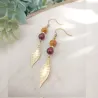 ✨ Boucles d'oreilles "Feuilles" en Mokaïte et acier inoxydable doré