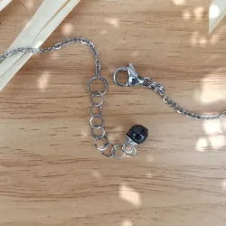 ✨ Collier Lune en Obsidienne noire et acier inoxydable
