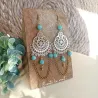 ✨ Boucles d'oreilles Mandala en Amazonite et acier inoxydable doré