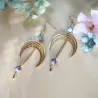✨ Boucles d'oreilles "Lune Impériale" en Jaspe Impérial et acier inoxydable doré