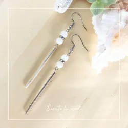 ✨ Boucles d'oreilles pendantes en Nacre et acier inoxydable