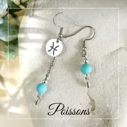 ✨ Boucles d'oreilles Astro Poissons en Howlite bleue et acier inoxydable