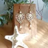 ✨ Boucles d'oreilles feuille "Coeur" ajourée en Nacre et acier inoxydable doré