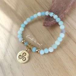 Bracelet en Amazonite et Acier Doré – Triskel