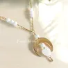 ✨ Collier lune avec pendentif cœur en Nacre
