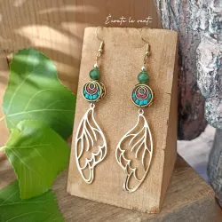 ✨ Boucles d'oreilles Ailes de papillon et Jade vert