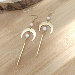 ✨ Boucles d'oreilles lunes dorées et nacre