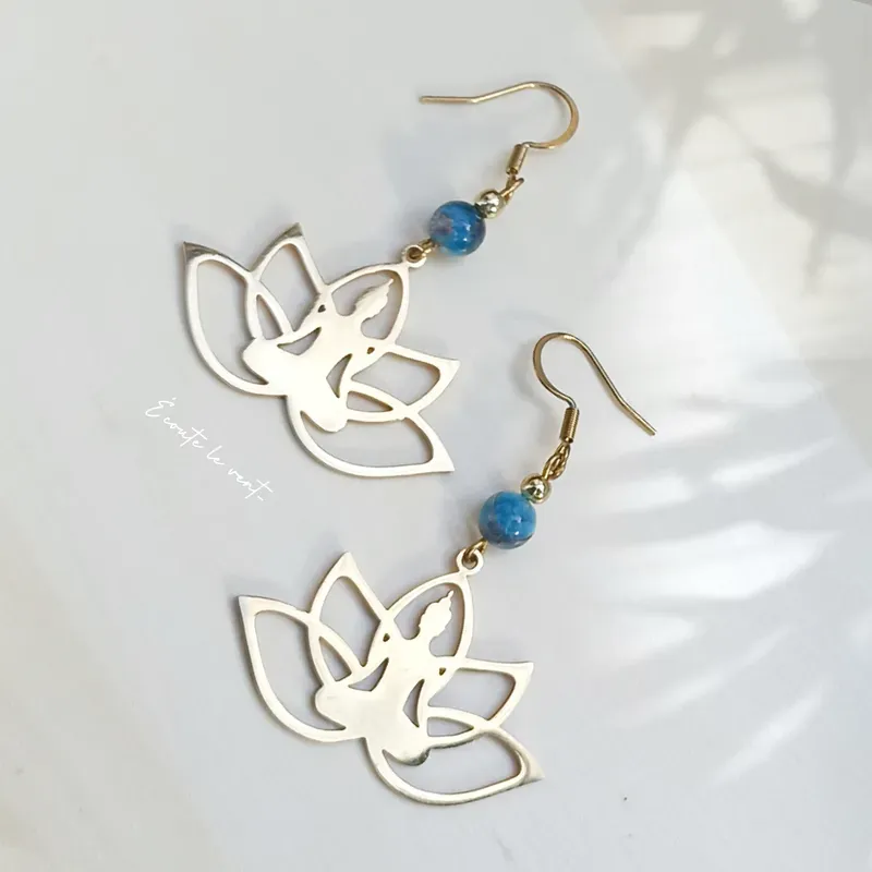 ✨ Boucles d'oreilles lotus et Apatite