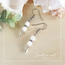 ✨ Boucles d'oreilles "gouttes" en acier inoxydable et Nacre blanche