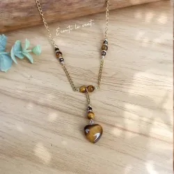 ✨ Collier pendentif cœur en Œil de Tigre