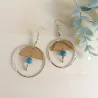 ✨ Boucles d'oreilles  cercle et demi-lune et perle en Apatite