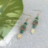 ✨ Boucles d'oreilles en Jade, feuilles de Monstera et perle indonésienne