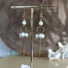 ✨ Boucles d'oreilles pendantes en Nacre et tiges dorées