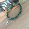 ✨ Bracelet en Jade Vert et Breloque Plume