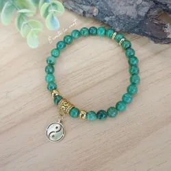 ✨ Bracelet en Jade Vert et Breloque Yin-Yang