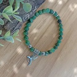 ✨ Bracelet en Jade Vert avec Breloque Colibri