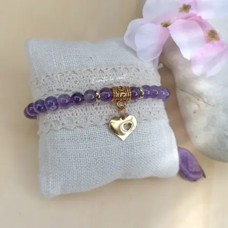 ✨ Bracelet en Améthyste et Cœur