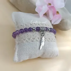 ✨ Bracelet en Améthyste – Plume de Légèreté et de Sérénité