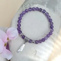 ✨ Bracelet en Améthyste – Plume de Légèreté et de Sérénité