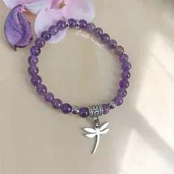 ✨ Bracelet en Améthyste – Libellule