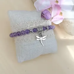 ✨ Bracelet en Améthyste – Libellule