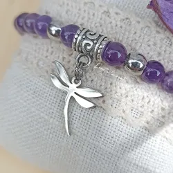 ✨ Bracelet en Améthyste – Libellule