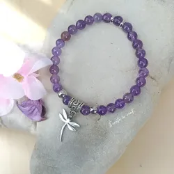 ✨ Bracelet en Améthyste – Libellule