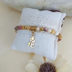 ✨ Bracelet en Mokaïte avec breloque Gecko