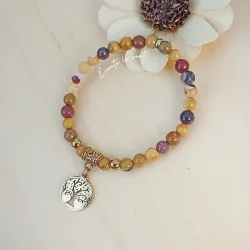 ✨ Bracelet en Mokaïte avec breloque Arbre de Vie