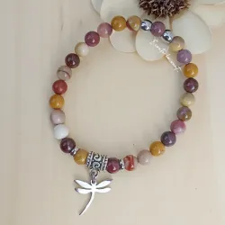 ✨ Bracelet en Mokaïte avec breloque Libellule