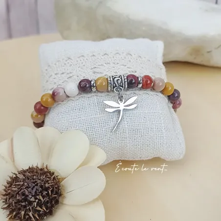 ✨ Bracelet en Mokaïte avec breloque Libellule