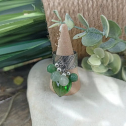 ✨ Bague cœur verre facété, Aventurine et Jade