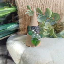 ✨ Bague cœur verre facété, Aventurine et Jade