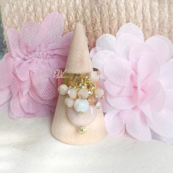 ✨ Bague dorée martelée et pampilles claires