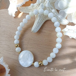 Bracelet en Nacre et Acier inoxydable doré