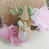 ✨ Bague dorée texturée – Quartz rose, nacre et verre facetté