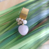 ✨ Bague dorée texturée – Quartz rose, nacre et verre facetté
