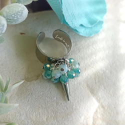 ✨ Bague Perles facettées et cône argenté