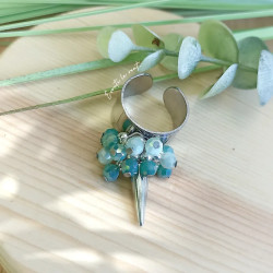 ✨ Bague Perles facettées et cône argenté