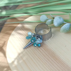 ✨ Bague Perles facettées et cône argenté