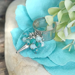 ✨ Bague Perles facettées et cône argenté