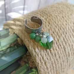 ✨ Bague cœur verre facété, Aventurine et Jade